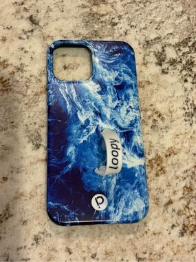 iPhone 13 Pro Max Loopy Case Blue & White Ocean Wave Phone Case with Loop